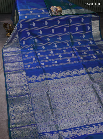 Peacock Blue Venkatagiri Silk - Zari Buttas