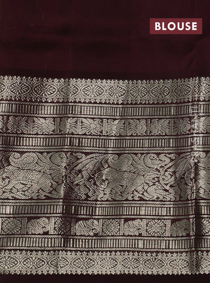 Mehendi Green & Coffee Brown Venkatagiri Silk - Zari Weaves
