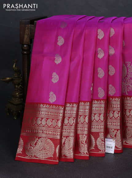 Pink & Red Venkatagiri Silk - Zari Buttas