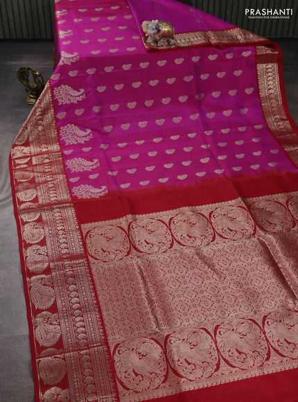 Pink & Red Venkatagiri Silk - Zari Buttas