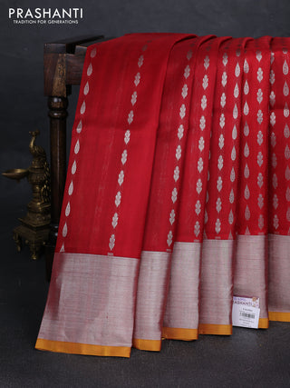 Red & Mustard Yellow Venkatagiri Silk - Zari Buttas