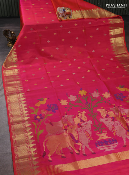 Peach Pink Venkatagiri Silk - Zari Buttas