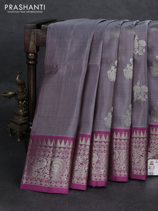 Grey & Magenta Pink Venkatagiri Silk - Zari Buttas