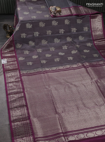 Grey & Magenta Pink Venkatagiri Silk - Zari Buttas