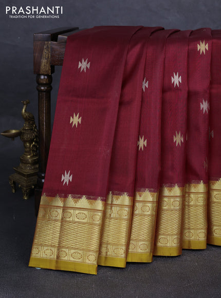 Maroon & Mustard Yellow Venkatagiri Silk - Jamdani Buttas