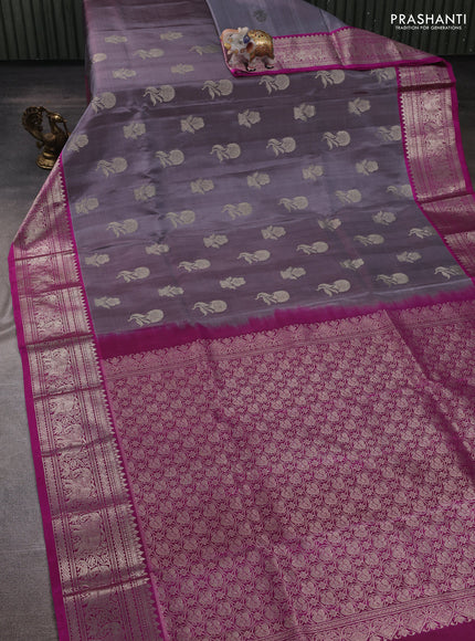 Grey & Magenta Pink Venkatagiri Silk - Zari Buttas