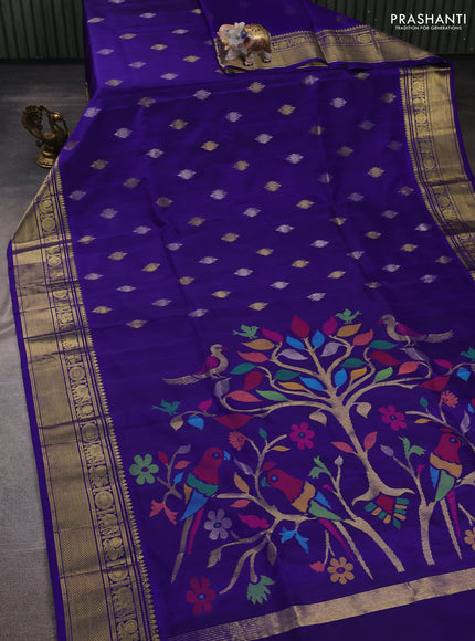 Blue Venkatagiri Silk - Zari Buttas