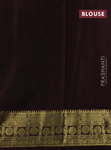 Elaichi Green & Coffee Brown Venkatagiri Silk - Zari Buttas