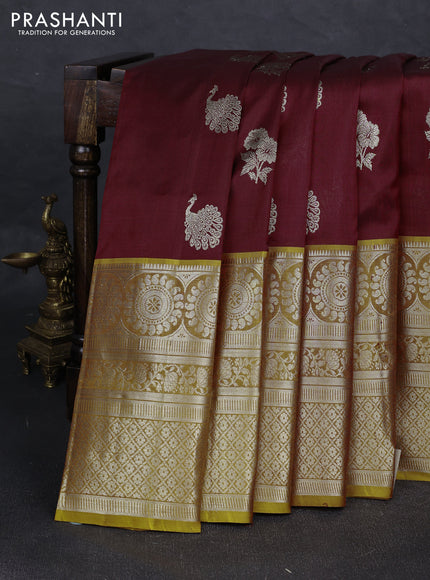 Maroon & Mustard Yellow Venkatagiri Silk - Zari Buttas
