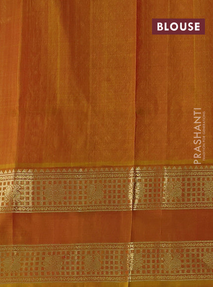 Red & Mustard Yellow Venkatagiri Silk - Zari Checks