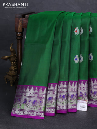 Green & Purple Venkatagiri Silk - Zari Buttas