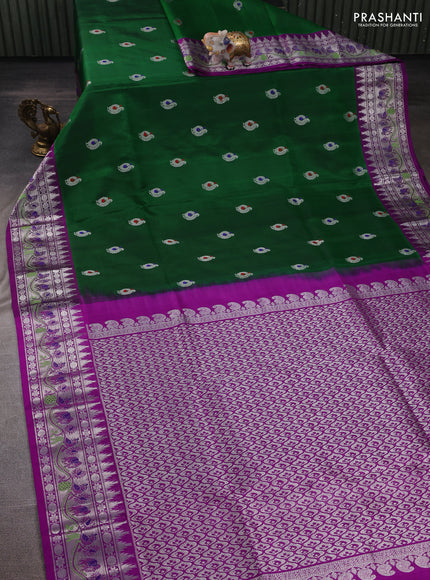 Green & Purple Venkatagiri Silk - Zari Buttas