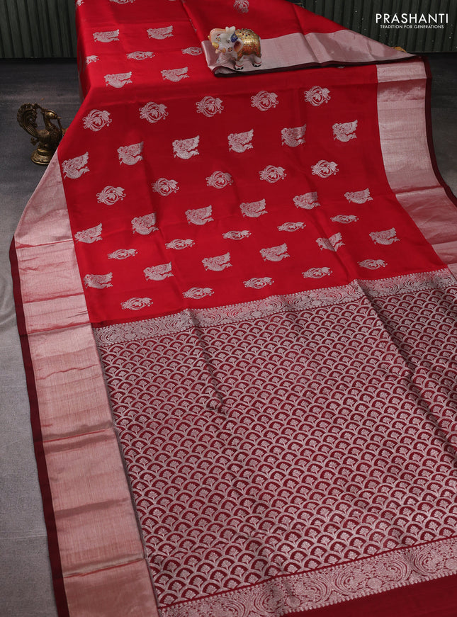 Red & Maroon Venkatagiri Silk - Zari Buttas