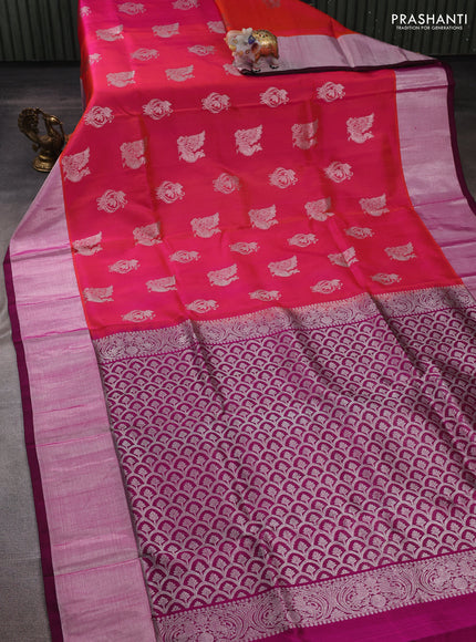 Pink & Magenta Pink Venkatagiri Silk - Zari Buttas