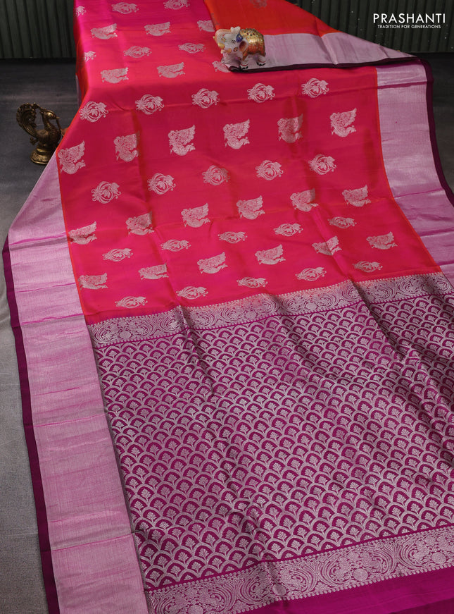 Pink & Magenta Pink Venkatagiri Silk - Zari Buttas