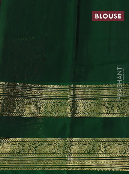 Magenta Pink & Green Venkatagiri Silk - Zari Checks