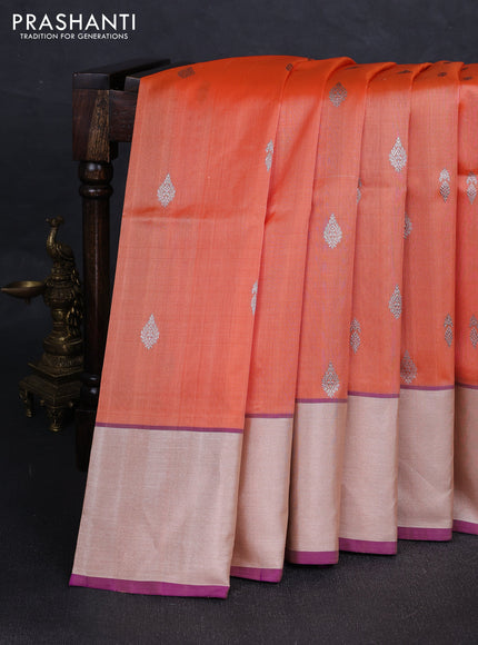 Pale Orange & Purple Venkatagiri Silk - Zari Buttas