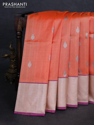 Pale Orange & Purple Venkatagiri Silk - Zari Buttas
