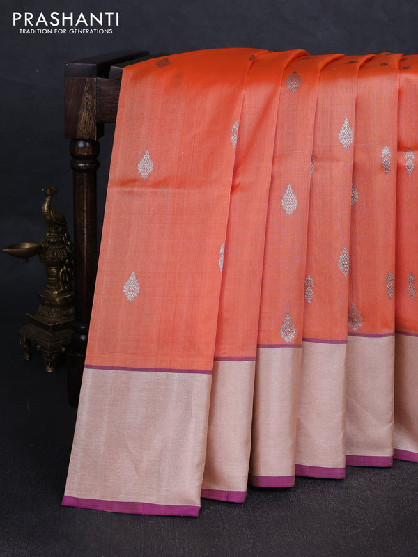 Pale Orange & Purple Venkatagiri Silk - Zari Buttas