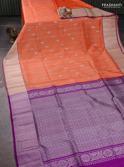 Pale Orange & Purple Venkatagiri Silk - Zari Buttas