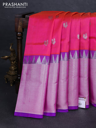 Candy Pink & Purple Venkatagiri Silk - Zari Buttas