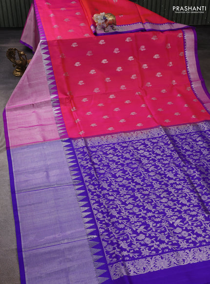 Candy Pink & Purple Venkatagiri Silk - Zari Buttas