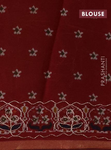 Maheshwari cotton saree dark mustard and maroon kalamkari prints & mirror work kalamkari prints & mirror work