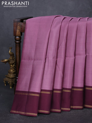 Mauve Pink & Maroon Kanchipuram Soft Silk Sarees - Allover Stripes