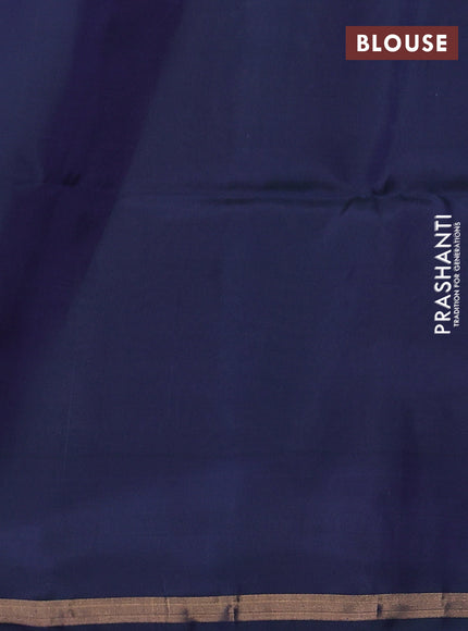 Purple & Dual Shade Of Bluish Green Kanchipuram Soft Silk Sarees - Buttas