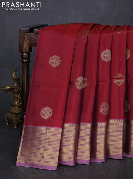 Maroon & Pastel Pink Kanchipuram Soft Silk Sarees - Buttas