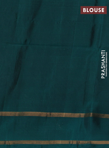 Grey & Teal Green Kanchipuram Soft Silk Sarees - Zari Weaves
