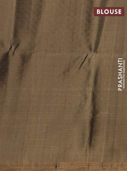 Bottle Green & Dark Beige Kanchipuram Soft Silk Sarees - Zari Weaves