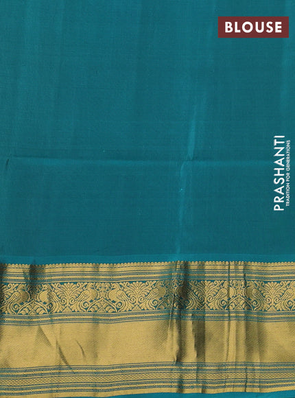 Green & Teal Blue Kanchipuram Soft Silk Sarees - Buttas