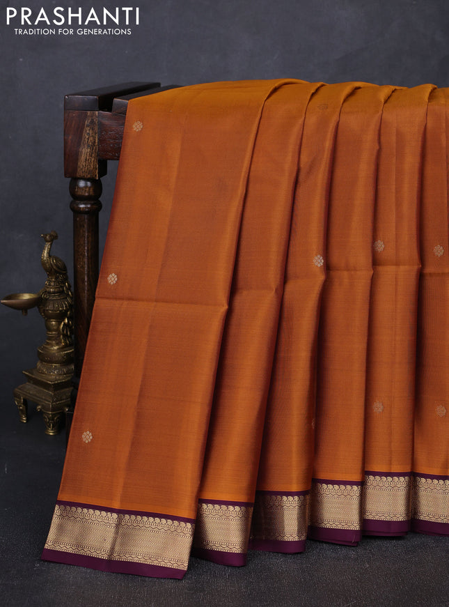Honey Shade & Wine Shade Kanchipuram Soft Silk Sarees - Buttas