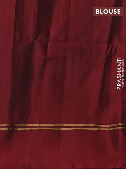 Peacock Green & Maroon Kanchipuram Soft Silk Sarees - Zari Weaves