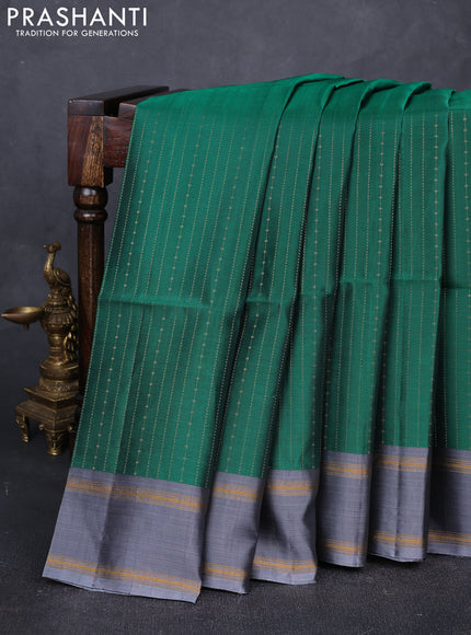 Green & Grey Kanchipuram Soft Silk Sarees - Zari Weaves