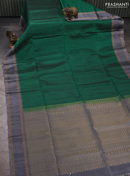 Green & Grey Kanchipuram Soft Silk Sarees - Zari Weaves