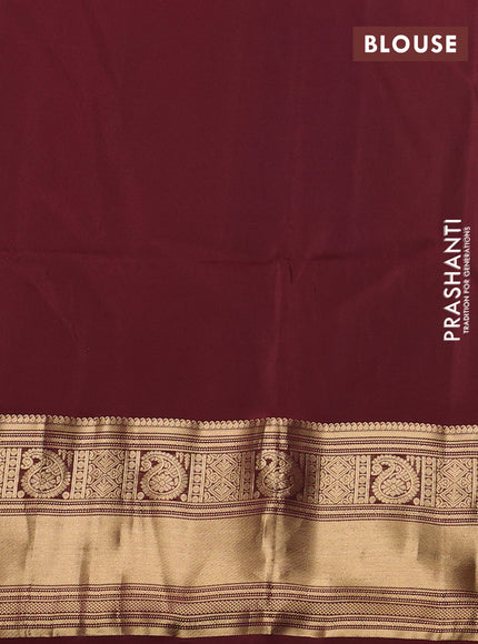 Mehendi Green & Maroon Kanchipuram Soft Silk Sarees - Buttas