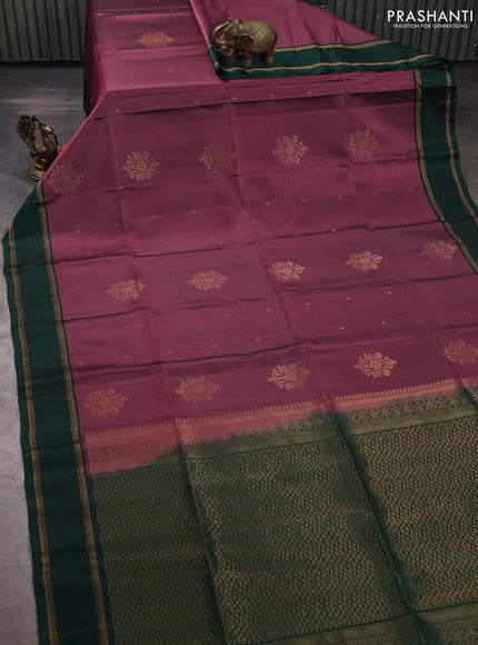 Mauve Pink & Green Kanchipuram Soft Silk Sarees - Buttas