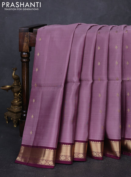 Pastel Pink & Wine Buttas Kanchipuram Soft Silk Sarees - Buttas
