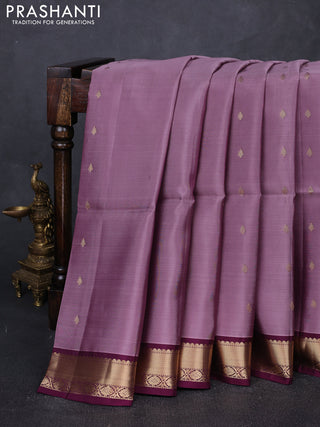 Pastel Pink & Wine Buttas Kanchipuram Soft Silk Sarees - Buttas