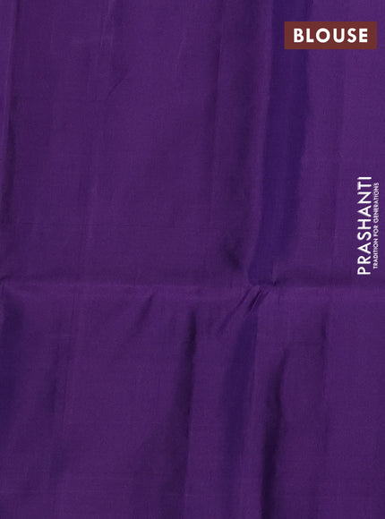 Dual Shade Of Teal Green & Lavender Kanchipuram Soft Silk Sarees - Buttas