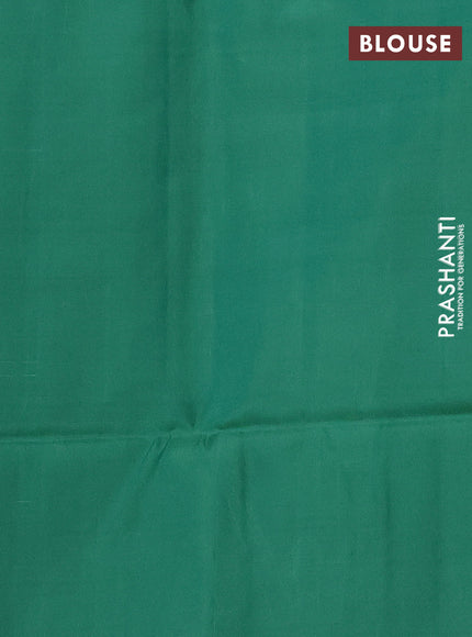 Cream & Teal Green  Kanchipuram Soft Silk Sarees - Zari Weaves