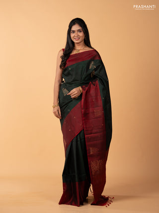 Bottle Green & Maroon Kanchipuram Soft Silk Sarees - Buttas
