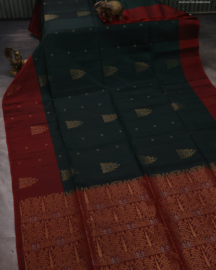 Bottle Green & Maroon Kanchipuram Soft Silk Sarees - Buttas