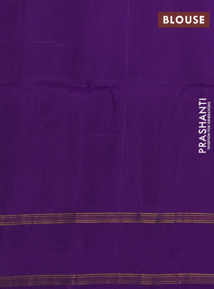 Olive Green & Violet Kanchipuram Soft Silk Sarees - Buttas
