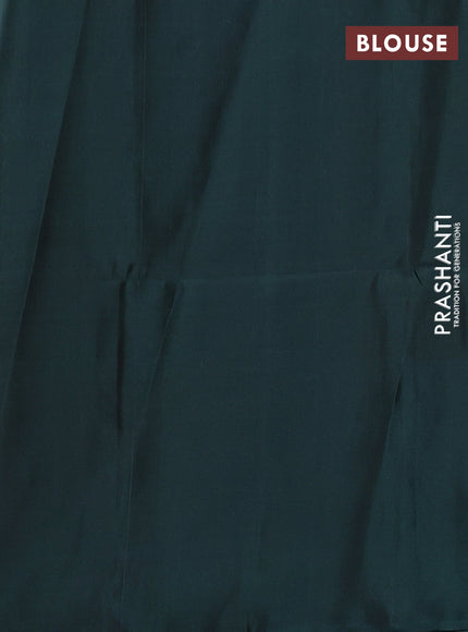 Dark Mustard & Peacock Green Kanchipuram Soft Silk Sarees - Buttas