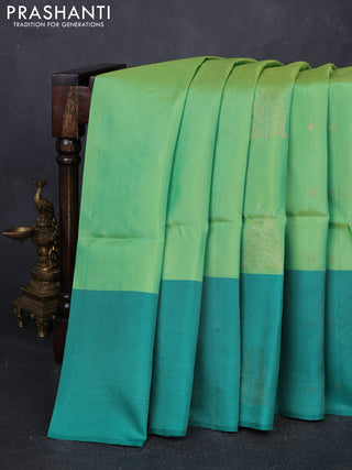 Light Green Shade & Teal Green  Kanchipuram Soft Silk Sarees - Buttas