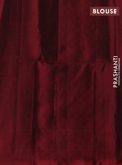 Sap Green & Maroon Kanchipuram Soft Silk Sarees - Buttas