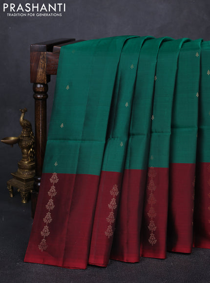 Green & Maroon Kanchipuram Soft Silk Sarees - Buttas